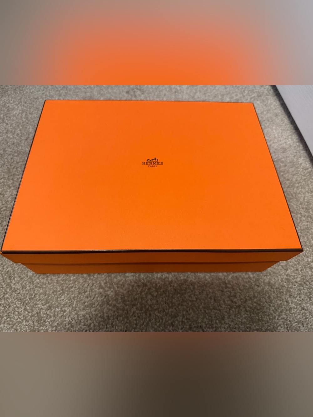 Hermes Orange Gift Box with Black Trim 12x9x4